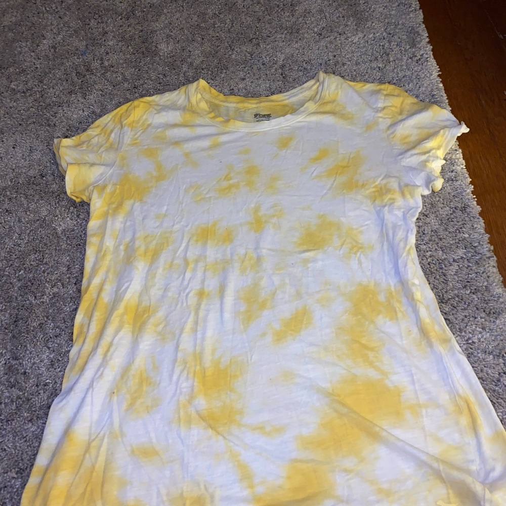 Yellow tie dye pink shirt